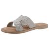 Pantolette TAMARIS, Damen, Gr. 37, silber (silberfarben), Leder, elegant, Schuhe, Blockabsatz, Festtagsschuh, Sommerschuh in funkelnder Optik