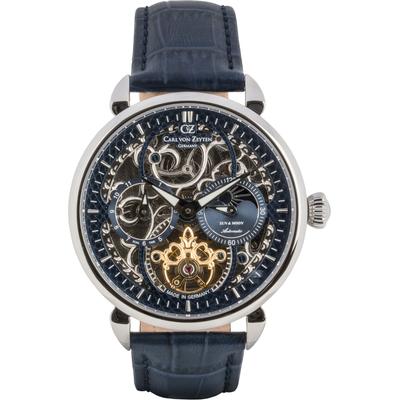 Automatikuhr CARL VON ZEYTEN "Neukirch", blau (blau, blau), Armbanduhren, Herren, Armbanduhr, mechanische Uhr, Herrenuhr, Skelettuhr, Made in Germany Image