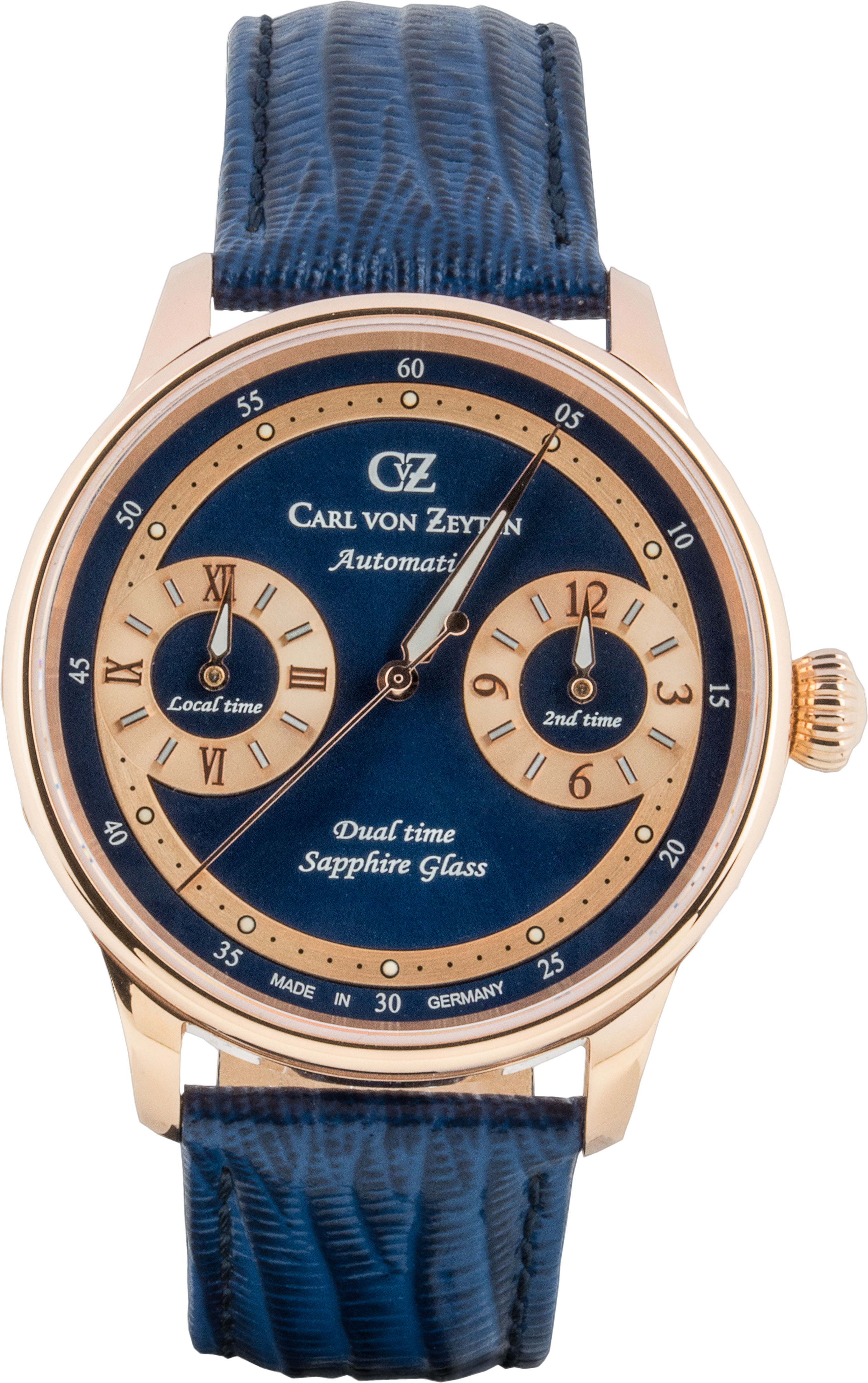 Automatikuhr CARL VON ZEYTEN "Schönmünzach", blau (blau, blau), Armbanduhren, Damen, Automatikuhr, Armbanduhr, mechanische Uhr, Herrenuhr, Made in Germany, Dualzeit