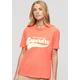 Print-Shirt SUPERDRY "RETRO FLOCK RELAXED T SHIRT" Gr. M, rot (neon red) Damen Shirts Jersey