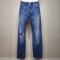 Levi's Jeans | Levi's 501 Tapered Distressed Jeans Size 34 | Color: Blue | Size: 34