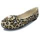 Gicoiz Office Flats Womens Work Comfy Round Toe Dolly Shoes Closed Toe Loafers Work Lovely Ballet Casual Girls Shoes Leopard-Yellow Size 13-53