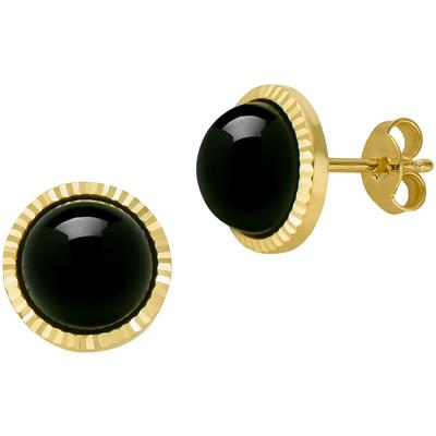 Paar Ohrstecker FIRETTI "Schmuck Geschenk Gold 333 Ohrschmuck Ohrringe Kreis rund Edelstein", schwarz (gelbgoldfarben, s