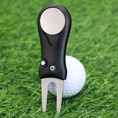 TEMU Golf Divot Repair Tool: Stainless Steel Ball Marker With Magnetic Holder - Golf Accessories