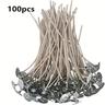 100pcs Wicks For Soy Candles, 15cm/6 Inch Pre-waxed Candle Wick For Candle Making,thick Candle Wick With Base