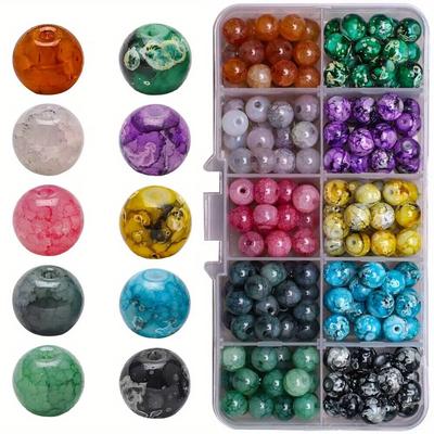 TEMU 200pcs Of 10 Different Colors Artificial Jade Snowflake Stone Beads, 8mm Round Spacer Beads For Jewelry Making Bracelets And Necklaces Image