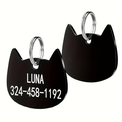 Personalized Stainless Steel Cat Name Tags - Engra...