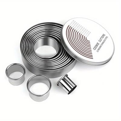 TEMU 12pcs, Cake Mold Rings, Stainless Steel Mousse Cake Ring, Round Cookie Cutters, Pancake Molds, Baking Tools, Kitchen Gadgets, Kitchen Accessories, Home Kitchen Items