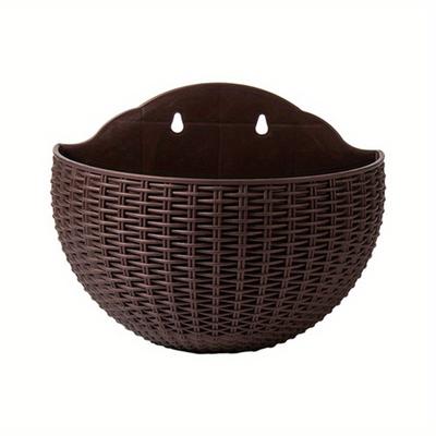 TEMU 1pc European-style Punch-free Home Decoration Balcony Hanging Wall Imitation Rattan Weaving Wall Hanging Semi- Hanging Image
