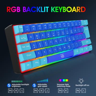 60% Wired Gaming Keyboard, Rgb Ultra-compact Mini ...