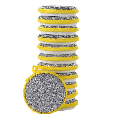 TEMU 12pcs Dual-sided Microfiber Kitchen Sponges - Soft & Scrubbing Sides For Efficient Dishwashing, Reusable, Oil-free, Stain-removing Pads In Pink, Green, Yellow With Hanging Hole Design Image