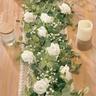 1pc 83in 10 Flowers Artificial Eucalyptus Garland With Flowers, Fake Rose Gypsophila Garland, Faux Floral Garland Greenery Garland For Wedding Home Party Craft Art Table Runner Decor