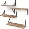 Floating Shelves Wall Mounted Set Of 4, Rustic Wood Wall Shelves, Storage Shelves For Bedroom, Living Room, Bathroom, Kitchen, Office And More