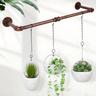 1pc, Plant Hangers Rod For Indoor Plants With 3 Black Metal Chains, Hanging Planter Plant Holder Plant Hanging Rod Floating Metal Bar ( Black And Bronze, Pot &plant Not Included)
