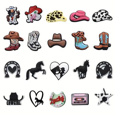 20pcs Cowgirl Series Cute Cartoon Shoe Charms For Clogs Garden Shoes Decoration, Diy Accessories