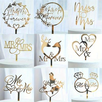 TEMU 9pcs/set, Mr&mrs Proposal Acrylic Cake Decor Cake Topper Card Decoration