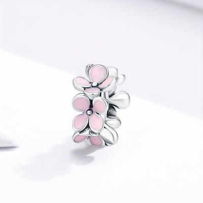 S925 Sterling Silver Cute Flowers Design Bead Charm For Bracelet Diy Crafting Jewelry Making Supplies