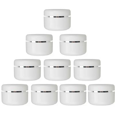 TEMU 10pcs 50g Cosmetic Cream Jars White Plastic Sample Bottles Cosmetics Box Empty Makeup Jar Pot For Travel