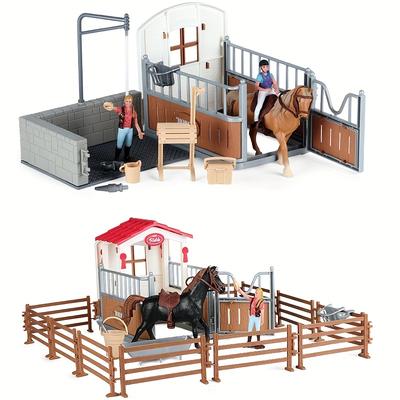Stable Doll Playset Horse Club With Rider Stable Enclosure Horse Riding Doll Animal Playset Gifts For Girls And Boys Christmas Day Gifts Farm Ranch Toys Children's Play House Toys La Ferme