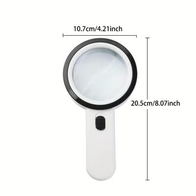 Glass With 12 Led Lights, 30x Double Glass Lens Ha...