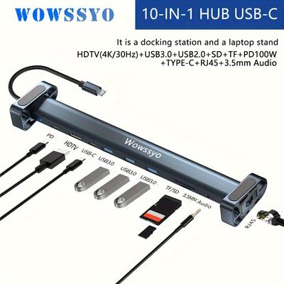Usb C Docking Station, 10 In 1 Triple Display With 4khdtv+pd 100w+rj45 Ethernet+sd/tf +audio+ Usb 3.0, For & Windows