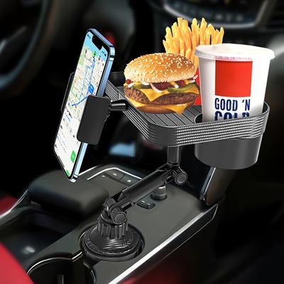 Car Cup Holder Tray And Phone Mount Expander For Car, 3-in-1 Adjustable Car Cup Holder Tray Table, Cell Phone Mount With Cup Holder Expander For Truck