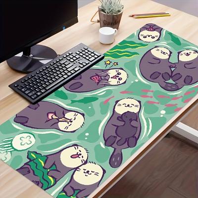 Happy Little Sea Otter Desk Mat Desk Pad Large Gaming Mouse Pad E-sports Office Keyboard Pad Computer Mouse Non-slip Computer Mat Gift For Boyfriend/girlfriend
