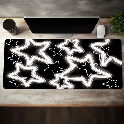 Bright Star Black And White Mouse Pad, Long Non-slip Waterproof Mouse Pad, Office Game Table Mat