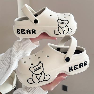 TEMU 's Bear Pattern Clogs, Out Platform Shoes, Comfortable On Shoes Image