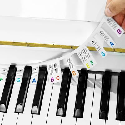 TEMU Piano Keyboard Note Labels Removable -88/61key Full Size Silicone Piano Key Stickers Guide For Beginners Reusable Comes With Box