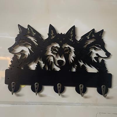 TEMU 1pc Wolf Decor Key Holder For Wall, Wall Mounted Key Racks With 5 Hook, Rustic Home Decor For Entryway Key Hooks