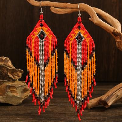 TEMU 1pair Western Handmade Beaded Braided Rice Beads Tassel Pendant For Diy Earrings Making Women's Accessories Image