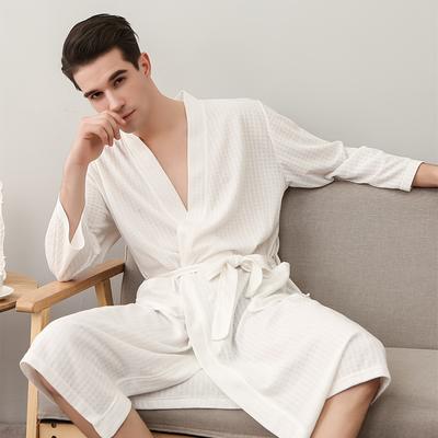 Men's Unisex Spa Robe Waffle Kimono Sleepwear Summ...