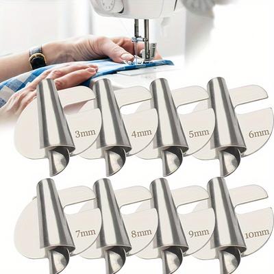 TEMU 8pcs Universal Sewing Rolled Hemmer Foot Set, 8 Sizes Wide Rolled Hem Pressure Foot, Sewing Machine Presser Foot Hemmer, Curved Scroll Hemmer Foot For Household Industrial Sewing Machines