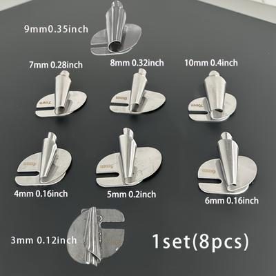 TEMU 1pc/8pcs Universal Sewing Rolled Foot Set,8sizes Wide Rolled Hem Pressure Foot, Sewing Machine Presser Foot , Curved Scroll Foot For Household Industrial Sewing Machines