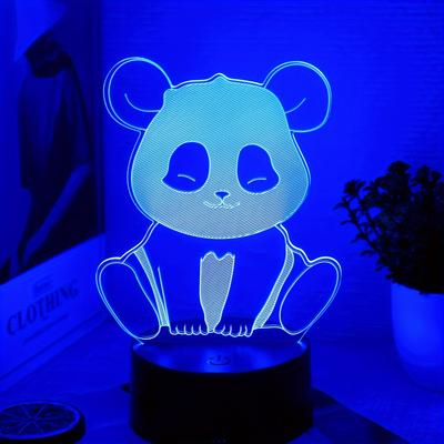 1pc Plug-in Touch Seven-color Gradient Panda 3d Night Light, Creative Desktop, Bedroom Atmosphere Light, Room Decoration Light, Novelty Night Light, Best Gift For Boys Girls