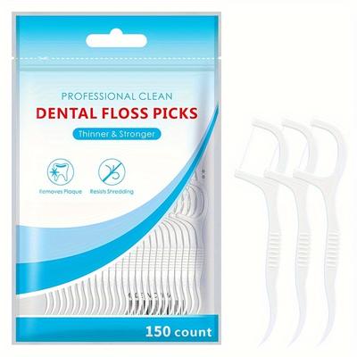 150pcs/ 300pcs Comfort Clean Sensitive Gums Floss Picks, Soft & Silky Ribbon