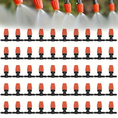 TEMU 50pcs, -way Atomizing Nozzle 1/4 , Irrigation Emitters, Irrigation Accessories For Lawn Vegetable Irrigation Supplies Image