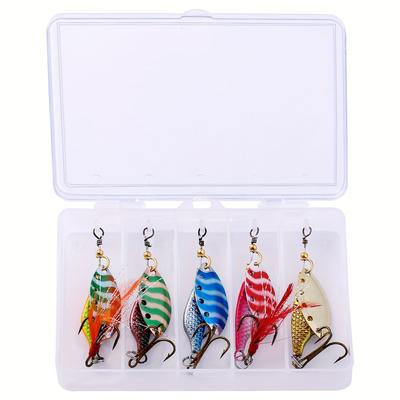 TEMU 5pcs Composite Swivel Sequin Metal Fishing Hooks Suitable For Trout, Dogfish, Salmon And Other Fishing Gear Artificial Feather Image