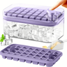 2pcs Ice Cube Trays Ice Cube Tray With Lid And Bin, For Freezer, 64-grid Ice Cube Mold (purple)
