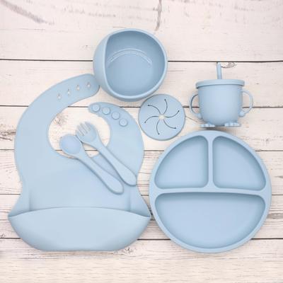 6pcs/set, Silicone Feeding Set, Including Silicone Bib, Silicone Suction Plate, Silicone Suction Bowl, 2-in-1 Drinking Training Cup, Soft And Safe, Food Grade Silicone, Bpa Free Easter Gift