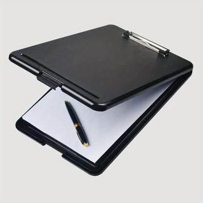 Clipboard With Hanging Hook Single Force Clip Writing Tablet Pad File Box Clipboard Box Durable Plastic Storage Foldable Covered
