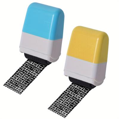 Secure Your Identity With 2-piece Roller Stamp Privacy Protection Set - Blue & Yellow