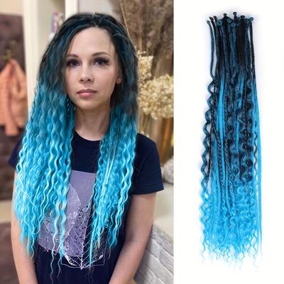 30 Pcs Se Curly Boho Dreads Mixed Set Synthetic Hair Extension Single Ended Fake Thin Wavy Dreadlock Extensions Curly Ends For Women