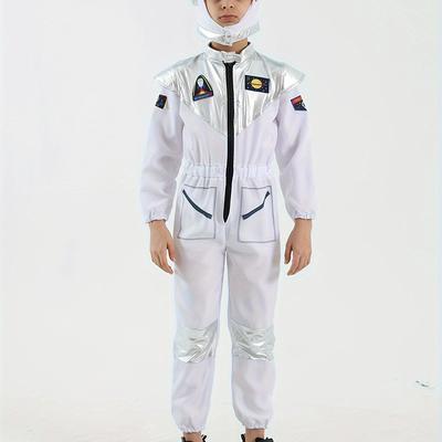 TEMU Boy's Cartoon Astronaut Cosplay Costume, Halloween Dress Up One-piece Jumpsuit & Hat, Kid's Dress Up Outfit For Carnival Party Performance