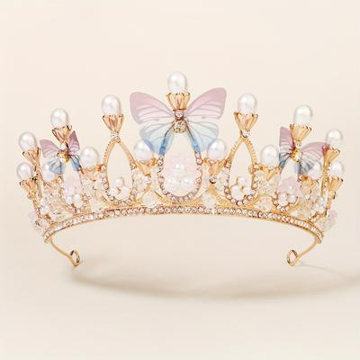 1pc Fairy Style Crown Butterfly Ornament Rhinestone Tiara Wedding Bridal Prom Birthday Crowns For Girls