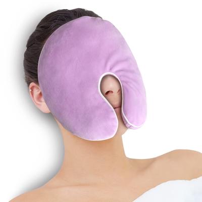 1pc Microwave Heating Pad For Face, Hot Cold Pack, Sinus Soothing Mask (with Washable Cover) - Purple