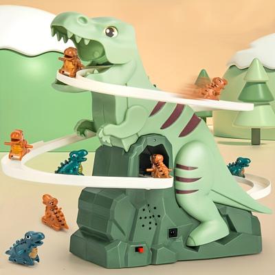 Dinosaur Climbing Slide Toy, Paired With 3 Dinosaur Cars, Dinosaur Themed Game Experience For Little Explorer