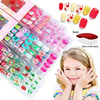 24pcs/box Nails Child Wearable Fake Nails Full Cover, Press On Nail Tips Detachable Artificial Manicure Tool