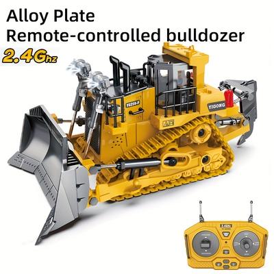 9-channel Remote Control Bulldozer, 2.4ghz Rc Construction Vehicle Truck Toys With Alloy Metal Light.sound, Rechargeable 2 Batteries For Halloween Thanksgiving Christmas Gift